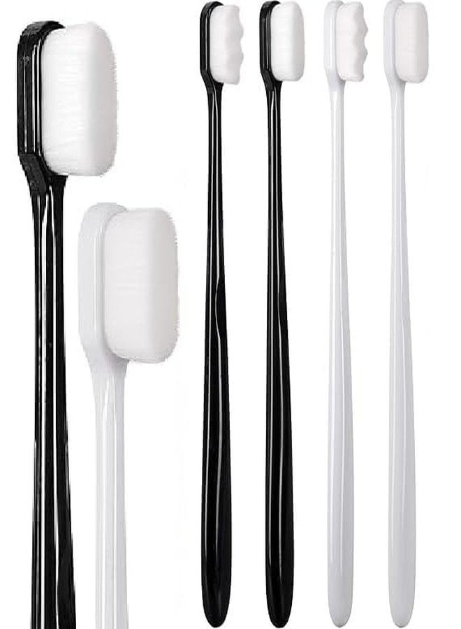 CHEENNY (Pack of 6) Toothbrush for Sensitive Gums, Micro Fur Manual Toothbrush with 20000 Soft Floss Bristle for Men, Women, Elderly, Braces and Gum Recessions, Protect Fragile Gums-(BLACK - WHITE) - Image 2
